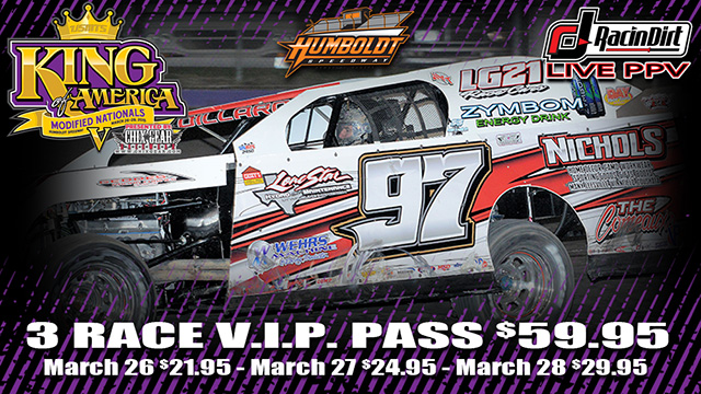Watch every lap of King of America V live at RacinDirt.com