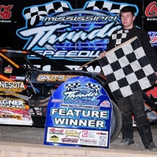 Victory lane on May 10 at the Mississippi Thunder Speedway in Fountain City, Wis.