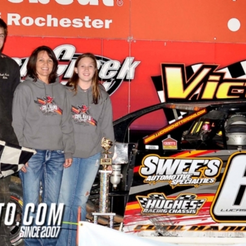 Victory lane at Deer Creek Speedway on July 13.